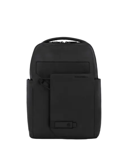 Zaino in pelle porta computer da 15,6", nero