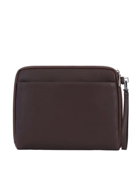 Piquadro Rhino iPad® men's clutch with wrist strap, dark brown