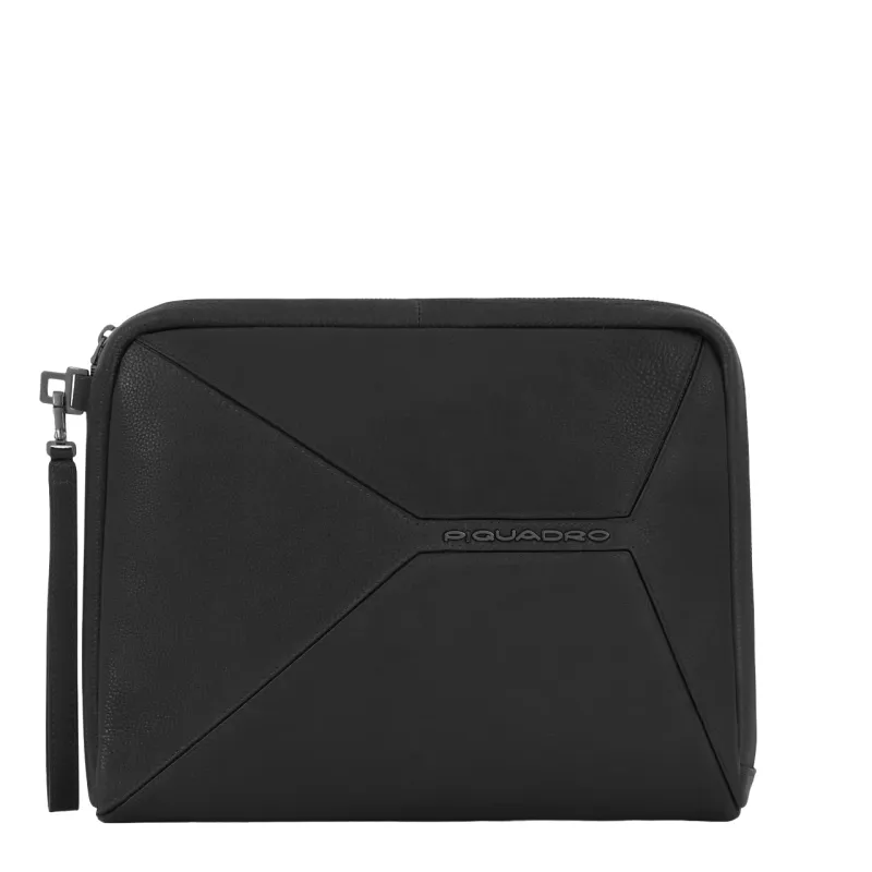 Piquadro Rhino iPad men s clutch with wrist strap black