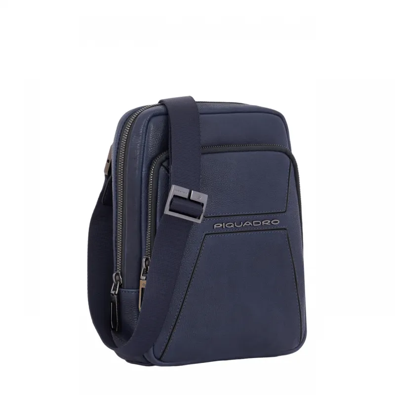 Piquadro Rhino iPad®mini leather cross body bag, blue 2