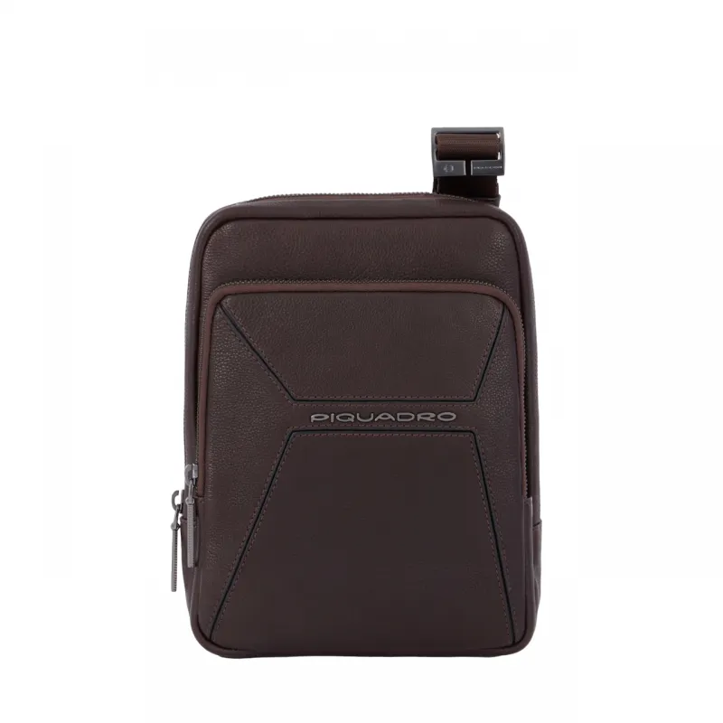 Piquadro Rhino iPad®mini leather cross body bag, dark brown