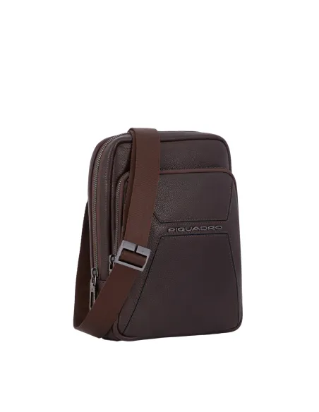 Piquadro Rhino iPad®mini leather cross body bag, dark brown