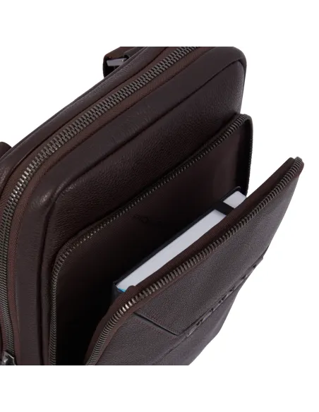 Piquadro Rhino iPad®mini leather cross body bag, dark brown