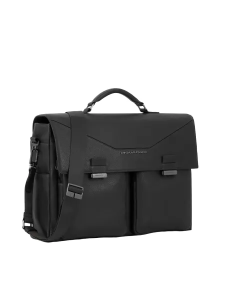 Cartella in pelle con un manico porta pc Piquadro Rhino, nera