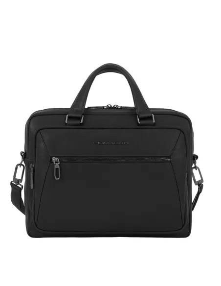 Piquadro Rhino Two-handles laptop briefcase with shoulder strap, black