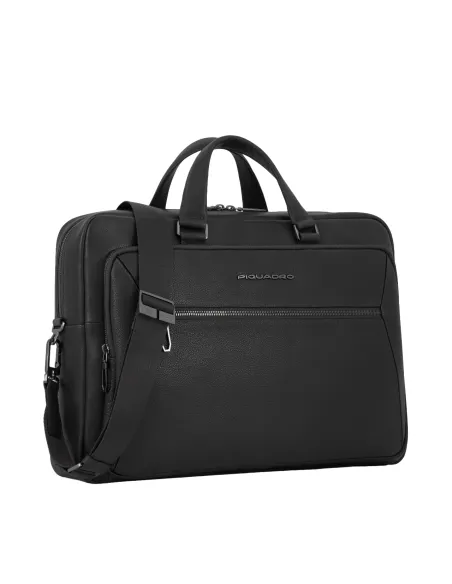Cartella due manici in pelle porta pc da 15,6 Piquadro Rhino, nera