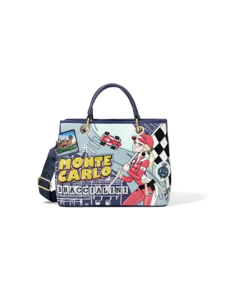 Damen-Tasche mit zwei Griffen Braccialini Cartoline, Monte Carlo