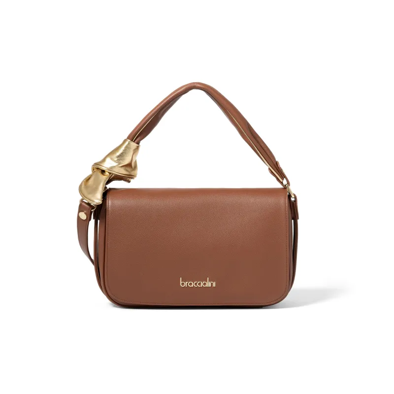 Borsa a tracolla in pelle Braccialini Greta, marrone