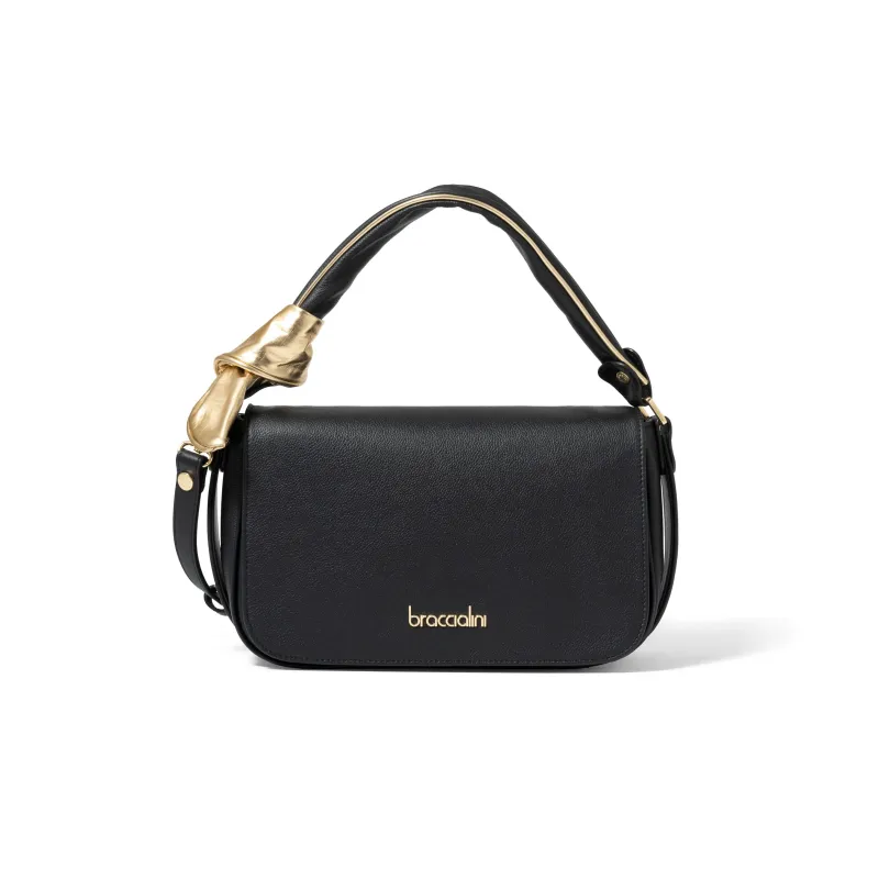 Borsa a tracolla in pelle Braccialini Greta, nera