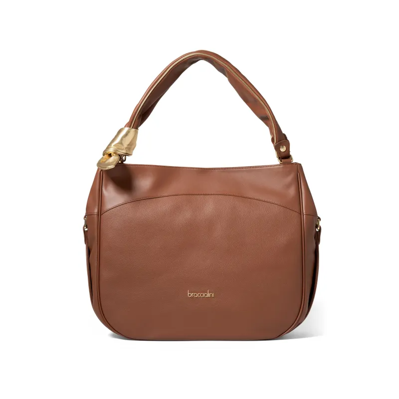 Braccialini Greta women's leather shoulder bag, brown