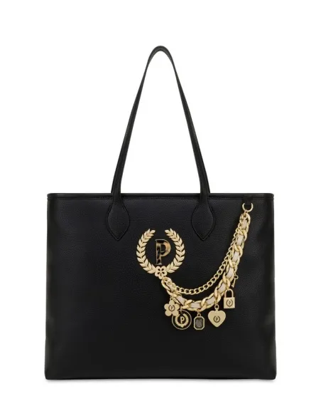 Shopping Pollini con accessorio in catena, nera