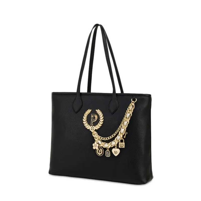 Shopping Pollini con accessorio in catena, nera 2