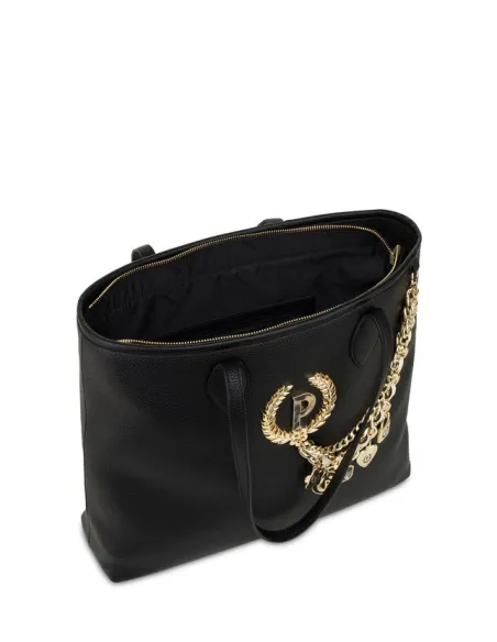Shopping Pollini con accessorio in catena, nera