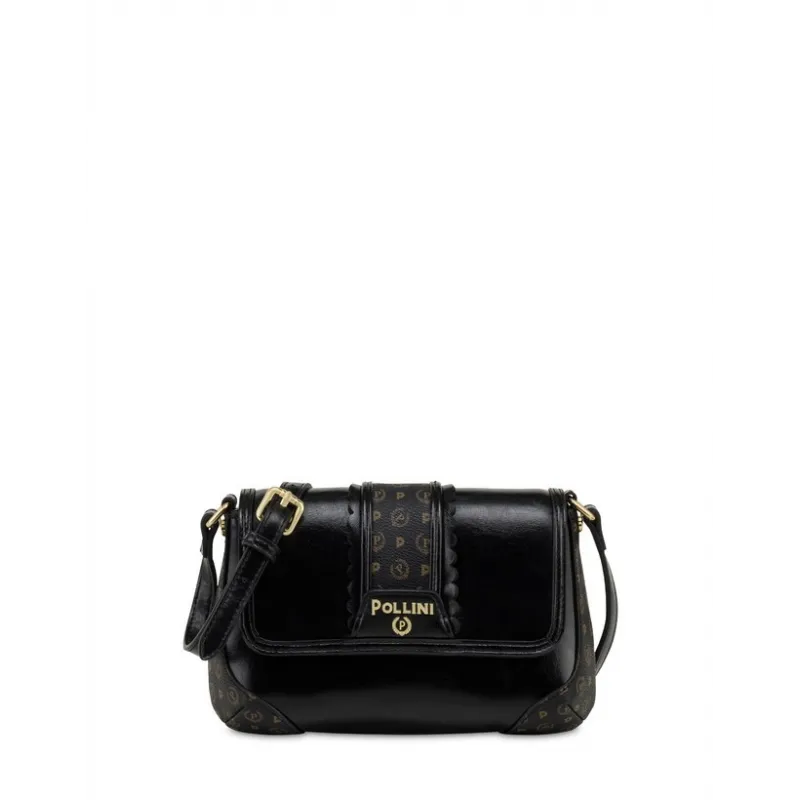 Pollini cross-body bag with flap, black
