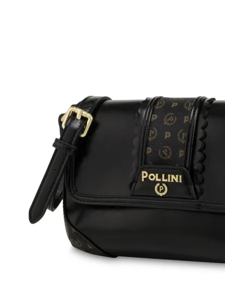 Pollini Umhängetasche mit Überschlag, schwarz
