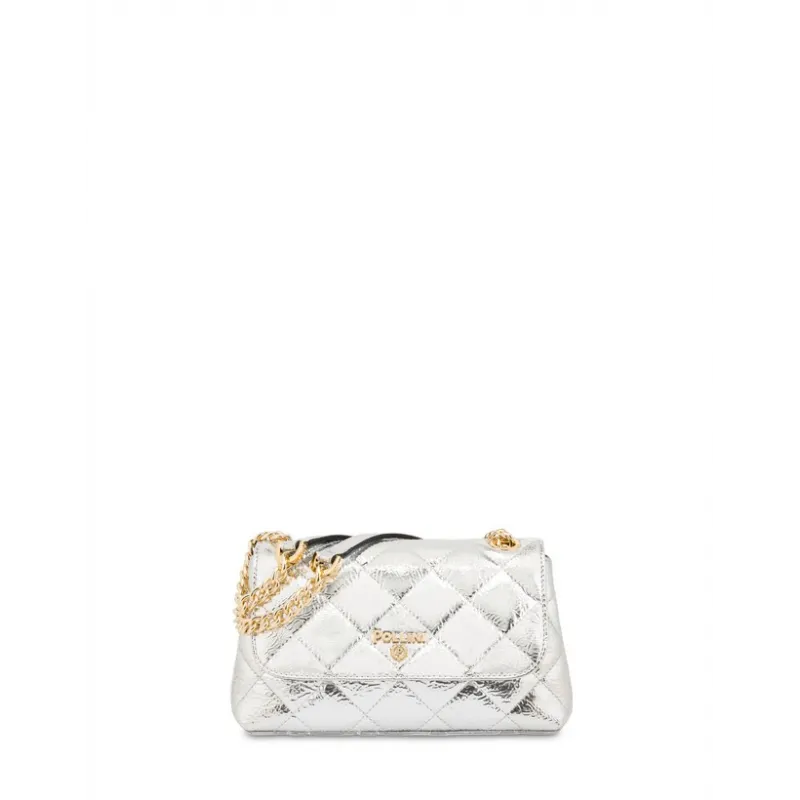 Pollini quilted cross-body bag, silver