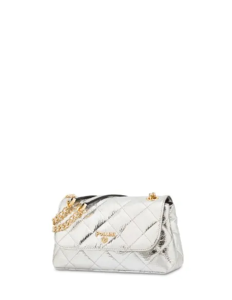 Pollini quilted cross-body bag, silver