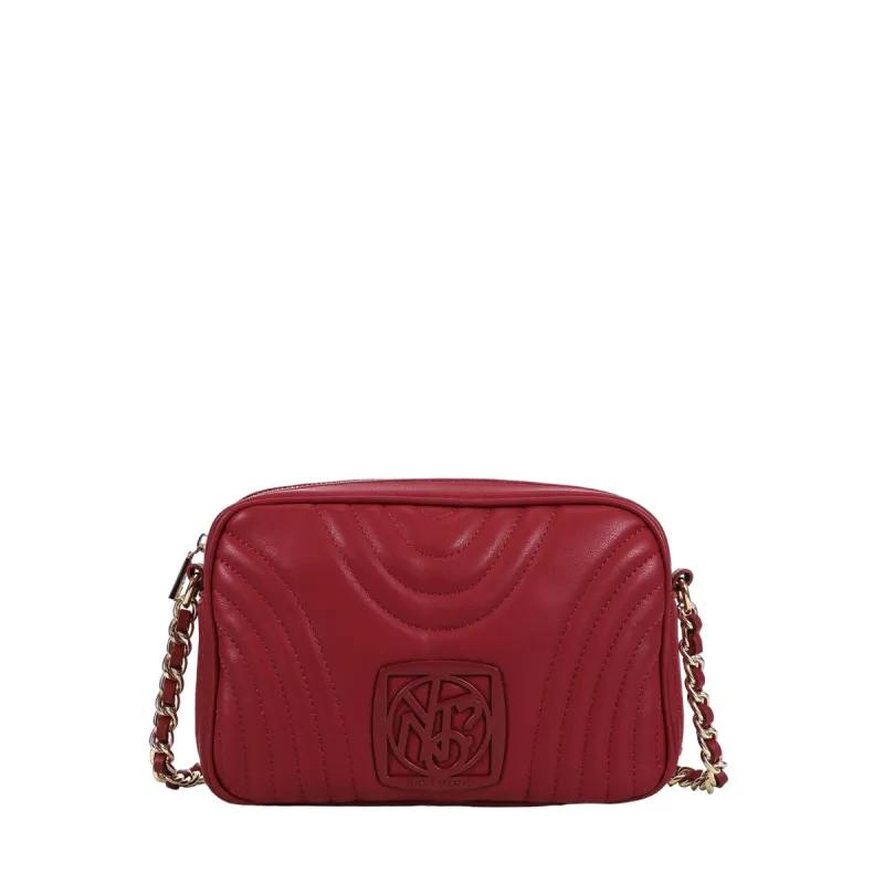 Ynot Stripe zipped cross-body bag, cherry