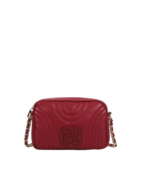 Ynot Stripe zipped cross-body bag, cherry