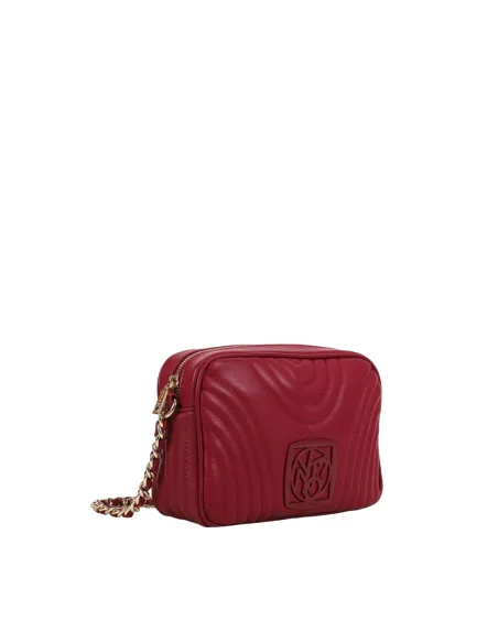 Ynot Stripe zipped cross-body bag, cherry