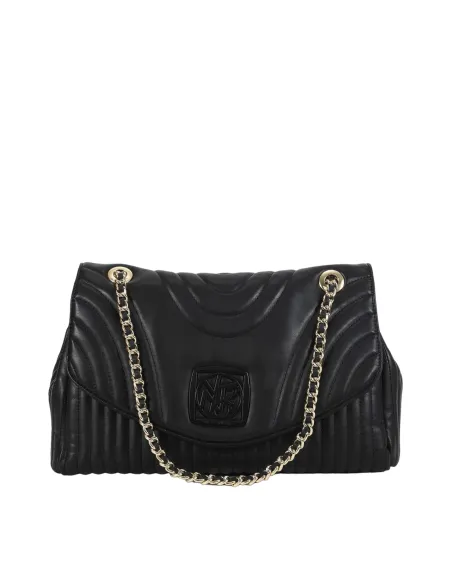 Ynot Stripe quilted shoulder bag, black