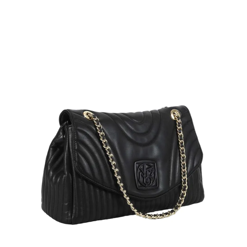 Ynot Stripe quilted shoulder bag, black 2