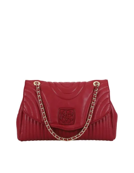 Ynot Stripe quilted shoulder bag, cherry