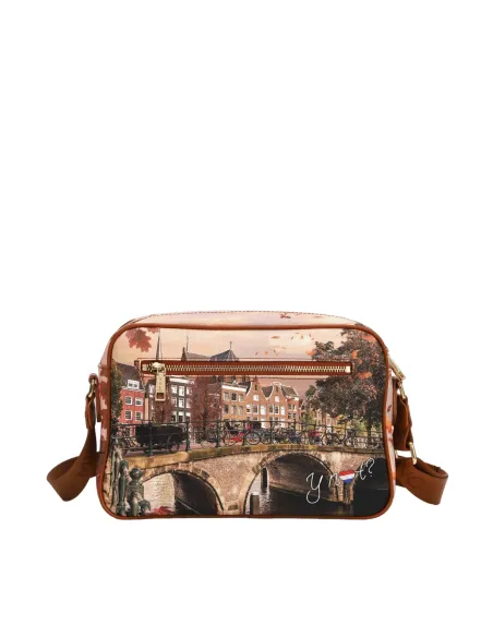 Borsa a tracolla con tasca frontale con zip Ynot, Autumn River