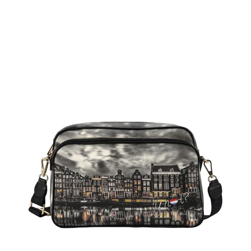 Ynot women's shoulder bag with zipped front pocket, Mirror