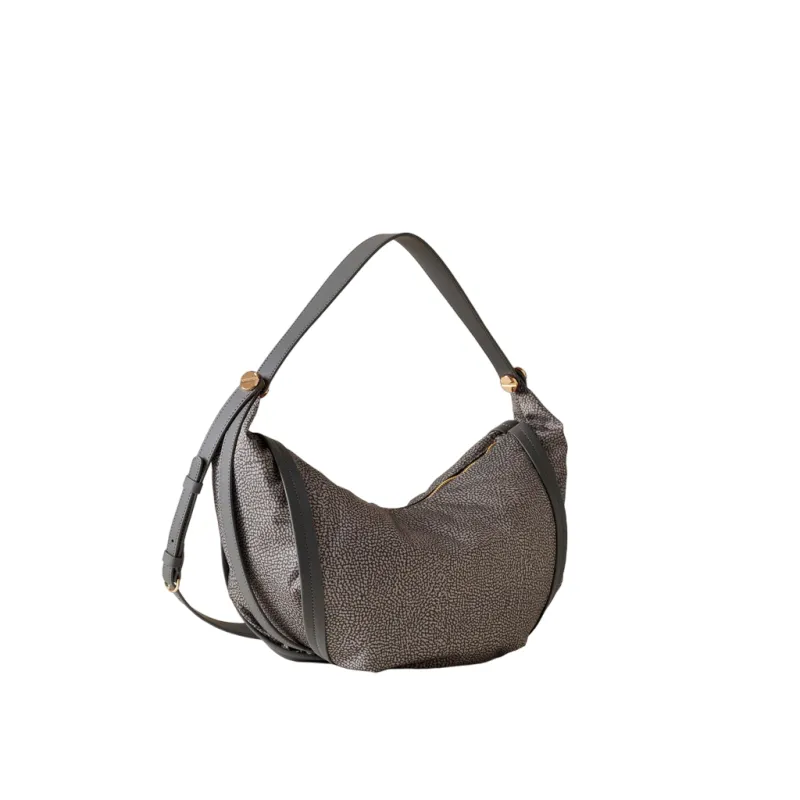 Borsa a spalla media Borbonese New Orbit, grigio argilla 2