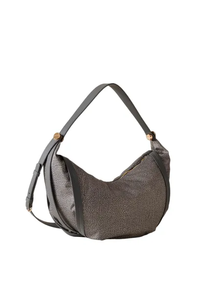 Borbonese women's bag with adjustable, removable shoulder strap, Clay Grey