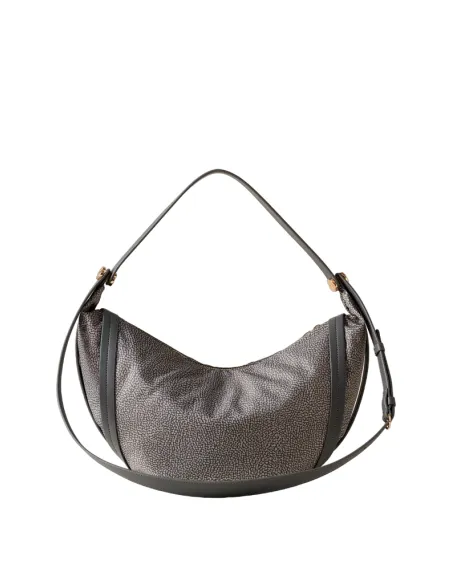 Borsa a spalla media Borbonese New Orbit, grigio argilla