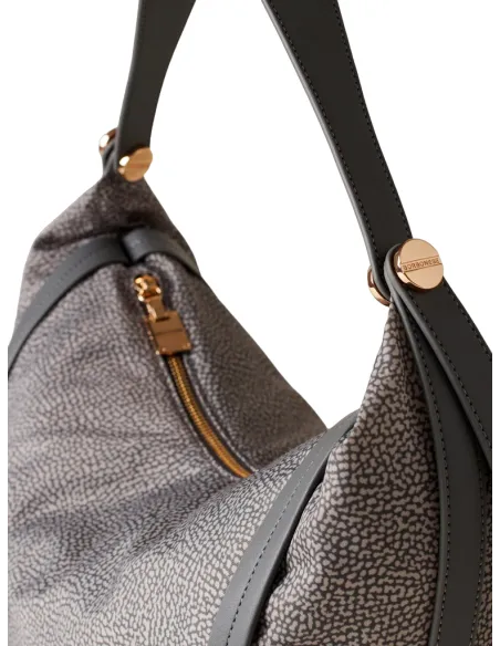 Borbonese women's bag with adjustable, removable shoulder strap, Clay Grey