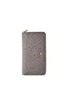 Borbonese women's zipped wallet in recycled fabric and leather, clay grey
