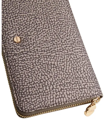 Portafogli Large con zip Borbonese, grigio argilla
