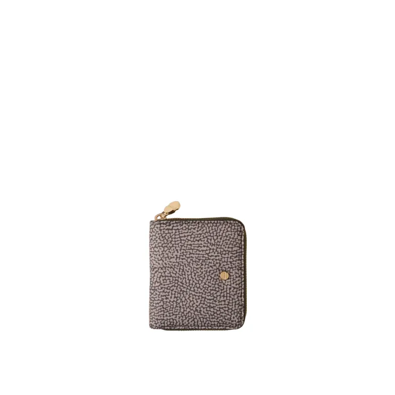 Borbonese women's small wallet with zip fastener, Clay Grey