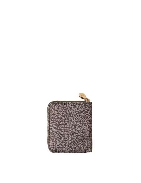 Kleines Damen-Portemonnaie mit Reißverschluss Borbonese, Lehm Grau