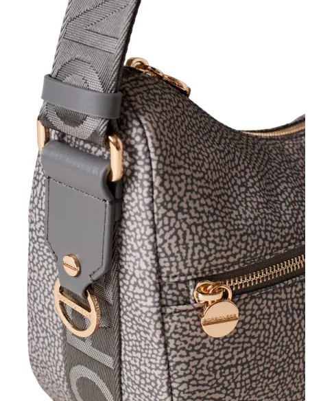 Borbonese Kleines Umhängetasche mit Fronttasche, Lehm Grau