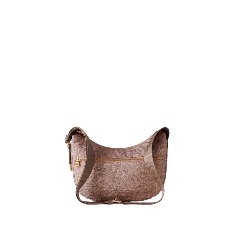 Women's small fabric shoulder bag Borbonese, blush-taupe