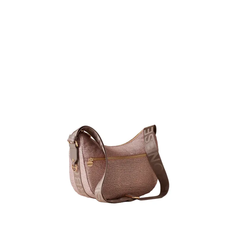 Women's small fabric shoulder bag Borbonese, blush-taupe 2