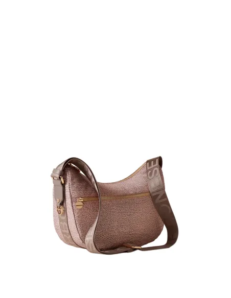 Women's small fabric shoulder bag Borbonese, blush-taupe