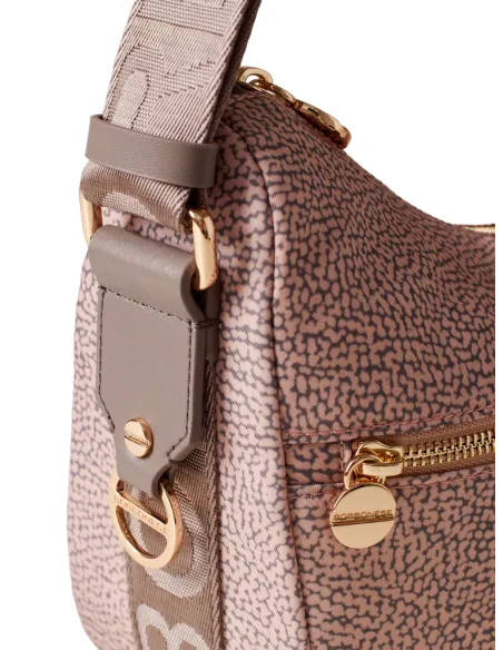 Women's small fabric shoulder bag Borbonese, blush-taupe