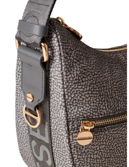 Borbonese Umhängetasche mit verstellbarem Schultergurt, Lehm Grau