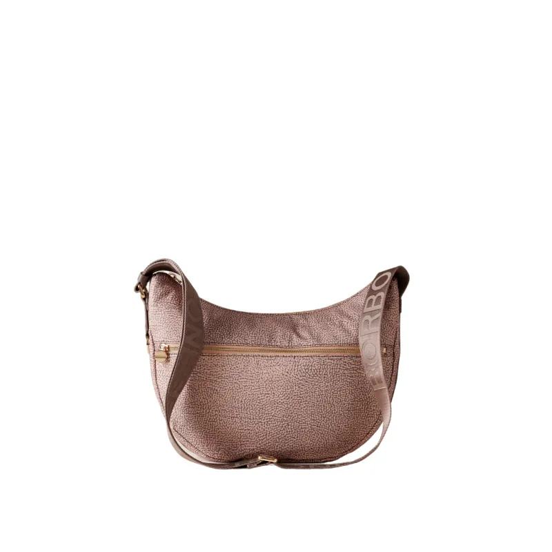 Mezza Luna media con tasca Borbonese, blush-taupe