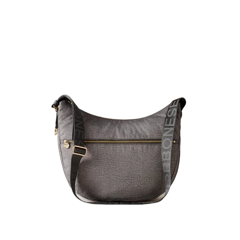 Borbonese Large women's shoulder bag in recycled fabric...