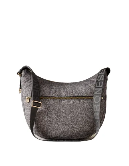 Borbonese Umhängetasche mit Fronttasche, Lehm Grau