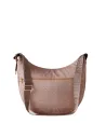 Borbonese Large women's shoulder bag in recycled fabric and leather, blush-taupe
