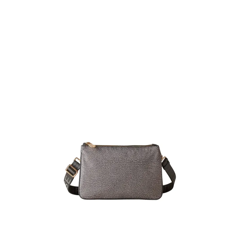 Borbonese cross-body bag with two compartments, clay grey
