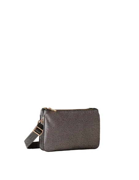 Borbonese cross-body bag with two compartments, clay grey