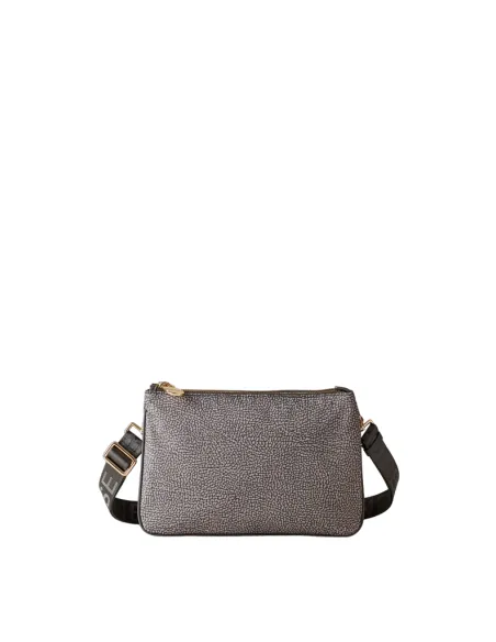 Borbonese cross-body bag with two compartments, clay grey